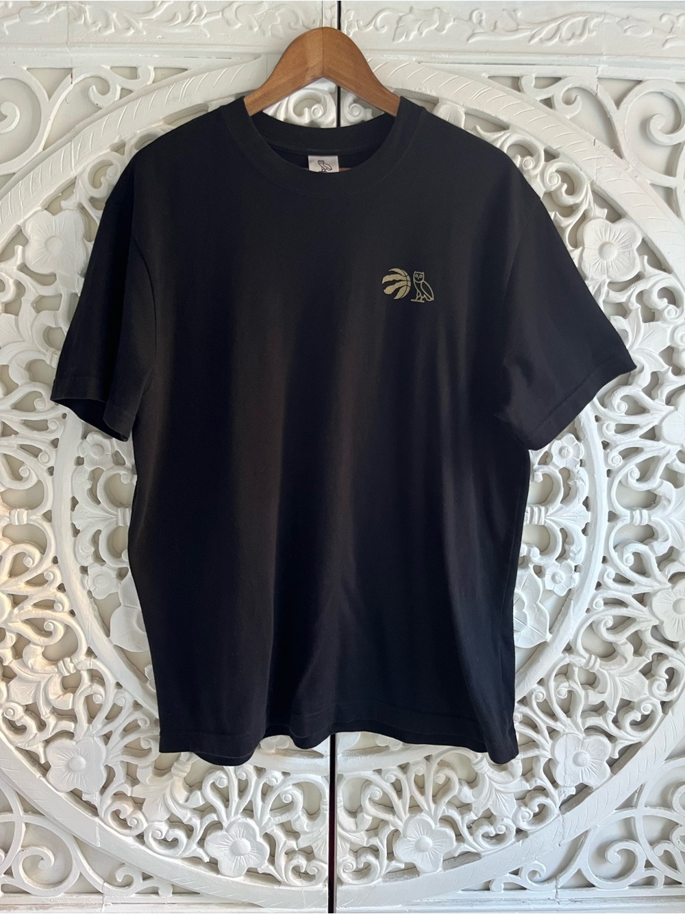 OVO October’s Very Own Toronto Raptors Owl Logo Black T-Shirt Made Canada M